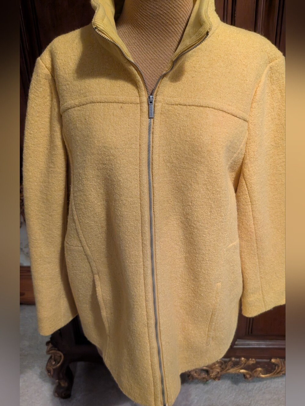 Land's End Wool Yellow Jacket Coat 16